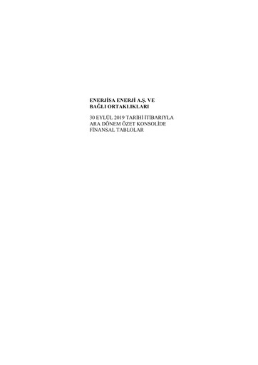 Thumbnail Enerjisa Enerji
 Financial Statement 2019-9m