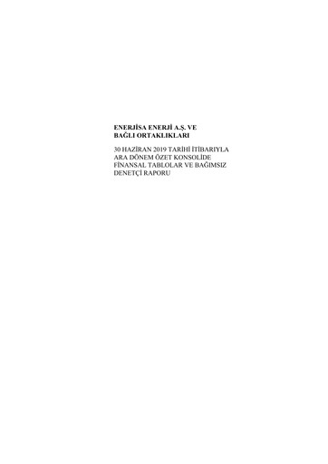 Thumbnail Enerjisa Enerji
 Financial Statement 2019-h1