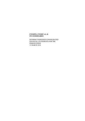 Thumbnail Enerjisa Enerji
 Quarterly Report 2018-q1