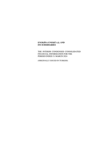 Thumbnail Enerjisa Enerji
 Quarterly Report 2024-q1