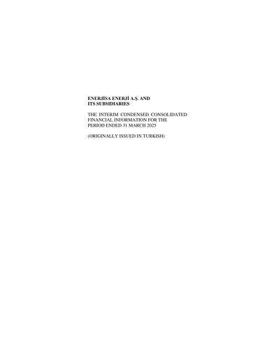 Thumbnail Enerjisa Enerji
 Quarterly Report 2025-q1