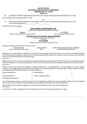 Thumbnail Jack Henry & Associates

 Quarterly Report 2026-q2