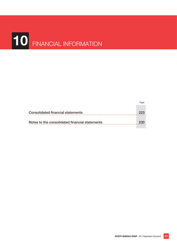 Thumbnail Société Générale
 Financial Statement 2010