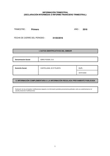 Thumbnail Ebro Foods
 Quarterly Report 2016-q1