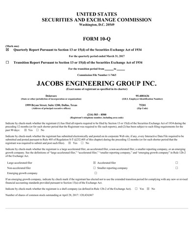 Vorschaubild Jacobs Engineering Quartalsbericht 2017-q2