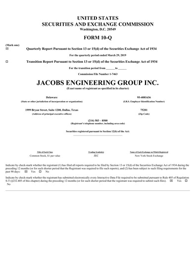 Vorschaubild Jacobs Engineering Quartalsbericht 2019-q2