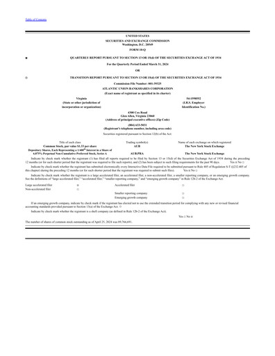 Miniature Atlantic Union Bankshares Rapport trimestriel 2024-q1