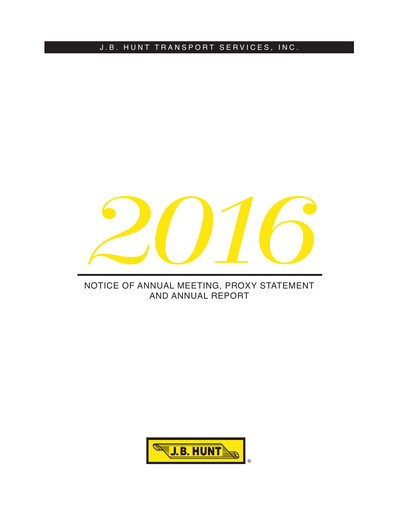 Thumbnail J. B. Hunt
 Annual Report 2016