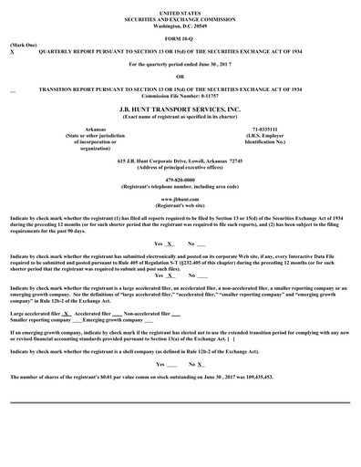 Vorschaubild J. B. Hunt
 Finanzmitteilung 2017-q2