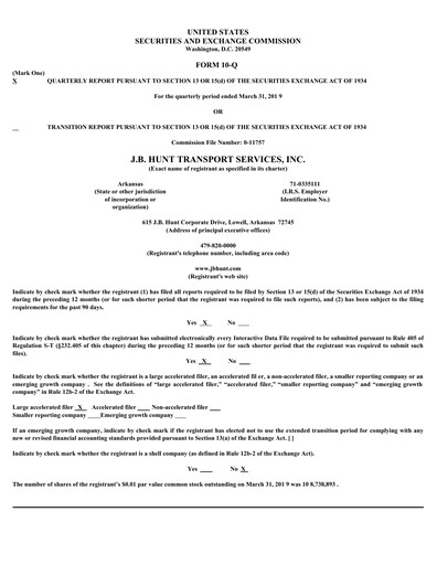 Vorschaubild J. B. Hunt
 Finanzmitteilung 2019-q1