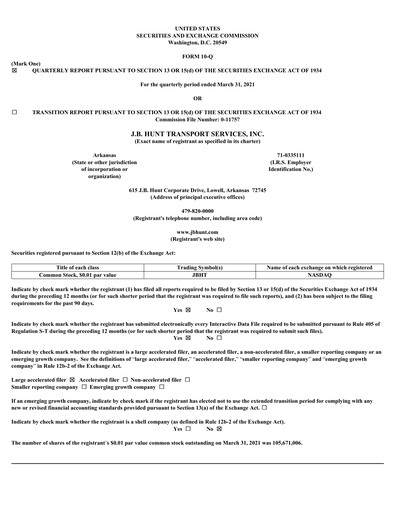 Vorschaubild J. B. Hunt
 Finanzmitteilung 2021-q1