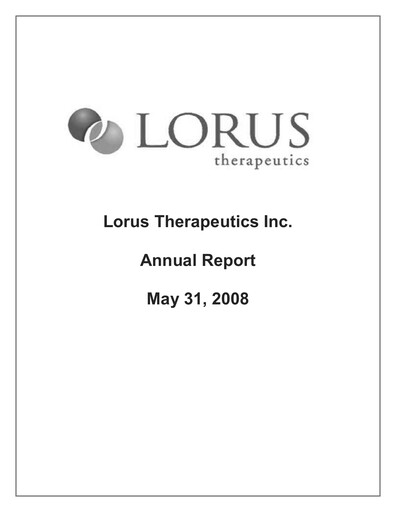 Thumbnail Aptose Biosciences Annual Report fy2008