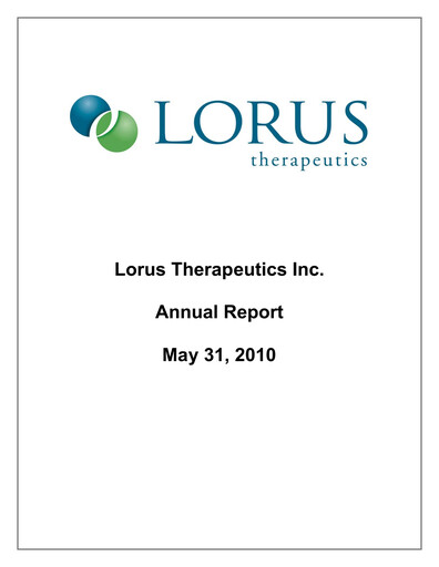 Thumbnail Aptose Biosciences Annual Report fy2010