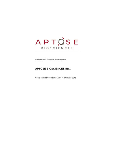 Thumbnail Aptose Biosciences Financial Statement 2017