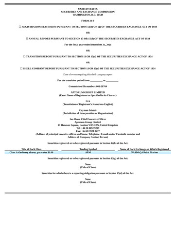 Thumbnail Aptorum Group
 Annual Report 2021