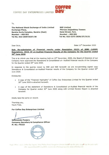 Thumbnail Coffee Day Enterprises Quarterly Report 2020-q1