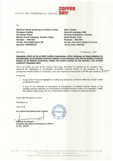 Thumbnail Coffee Day Enterprises Quarterly Report 2022-q3