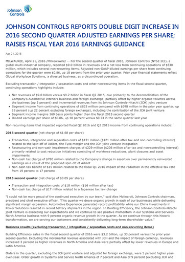 Thumbnail Johnson Controls
 Quarterly Report 2016-q2
