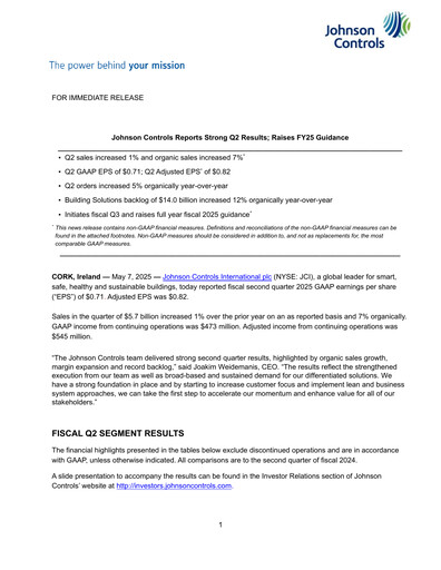 Thumbnail Johnson Controls
 Quarterly Report 2025-q2