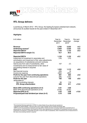 Thumbnail RTL Group
 Financial Report 2011