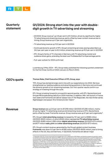 Thumbnail RTL Group
 Quarterly Report 2024-q1