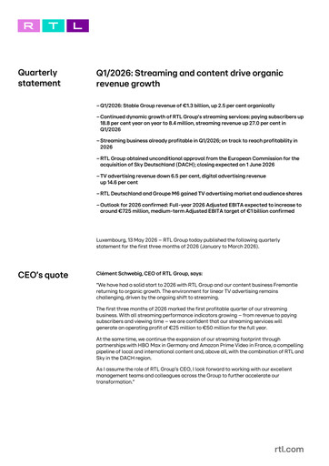 Thumbnail RTL Group
 Quarterly Report 2026-q1
