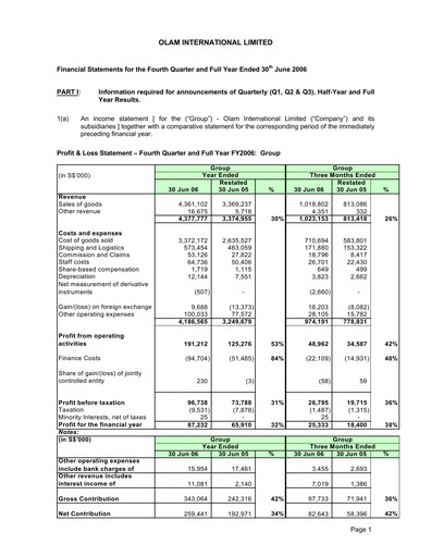 Thumbnail Olam Financial Statement 2006