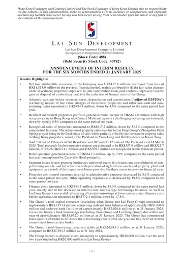 Thumbnail Lai Sun Development Company Half-year Report 2025-h1