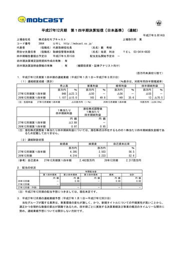 Miniature Mobcast Rapport trimestriel 2015-q1