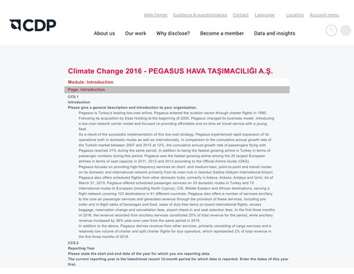Miniature Pegasus Airlines
 Rapport ESG 2015