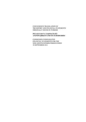 Thumbnail Pegasus Airlines
 Financial Statement 2014-9m
