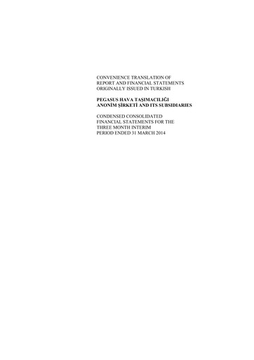 Thumbnail Pegasus Airlines
 Financial Statement 2014-q1
