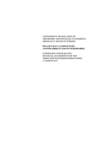 Thumbnail Pegasus Airlines
 Financial Statement 2019-q1