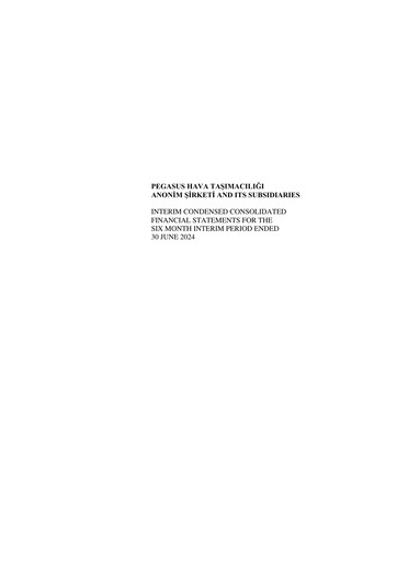 Thumbnail Pegasus Airlines
 Financial Statement 2024-h1