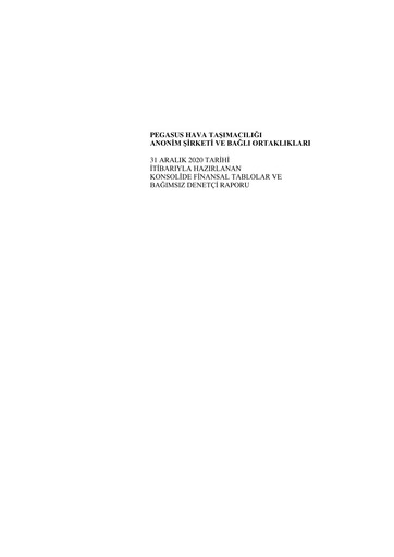 Thumbnail Pegasus Airlines
 Financial Statement 2020