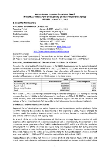 Thumbnail Pegasus Airlines
 Quarterly Report 2015-q1