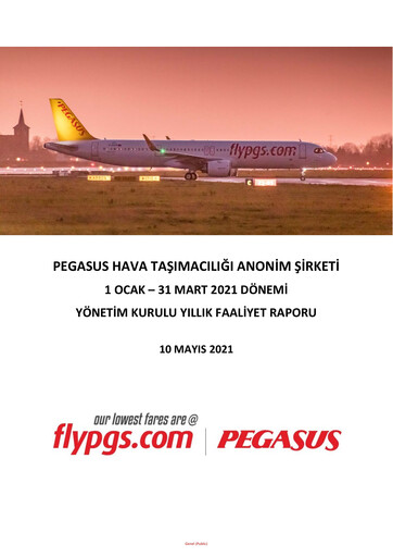 Miniature Pegasus Airlines
 Rapport trimestriel 2021-q1