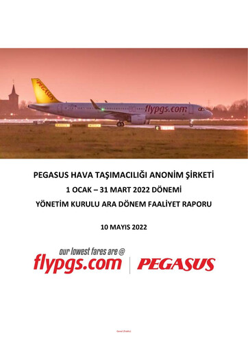 Miniature Pegasus Airlines
 Rapport trimestriel 2022-q1