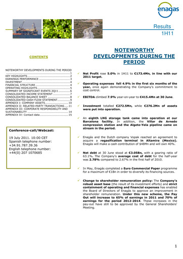 Thumbnail Enagás
 Half-year Report 2011