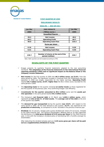 Thumbnail Enagás
 Quarterly Report 2005-q1