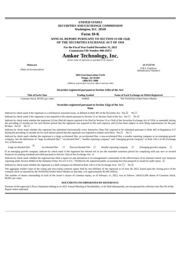 Miniature Amkor Technology
 Rapport annuel 2021