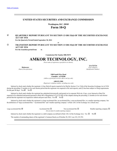 Vorschaubild Amkor Technology
 Quartalsbericht 2011-q3