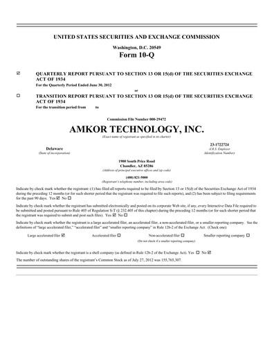 Vorschaubild Amkor Technology
 Quartalsbericht 2012-q2