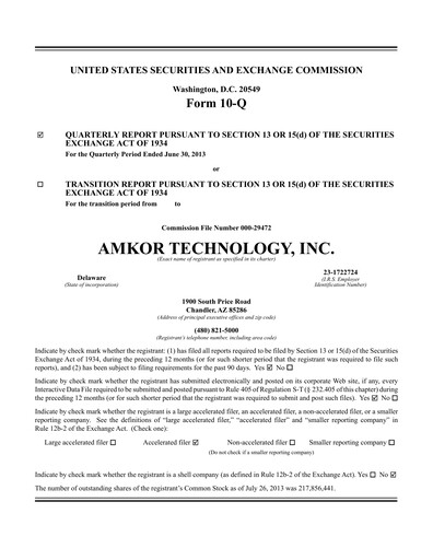 Vorschaubild Amkor Technology
 Quartalsbericht 2013-q2