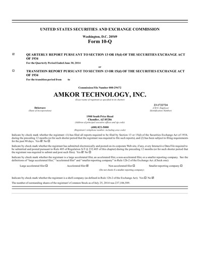Vorschaubild Amkor Technology
 Quartalsbericht 2014-q2