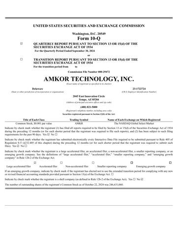 Vorschaubild Amkor Technology
 Quartalsbericht 2024-q3