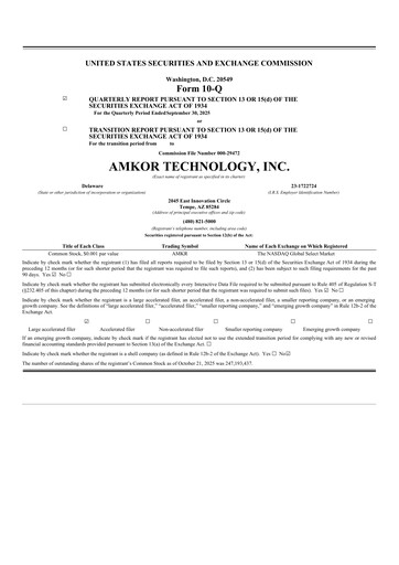 Vorschaubild Amkor Technology
 Quartalsbericht 2025-q3