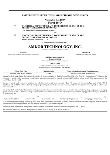 Vorschaubild Amkor Technology
 Quartalsbericht 2026-q2