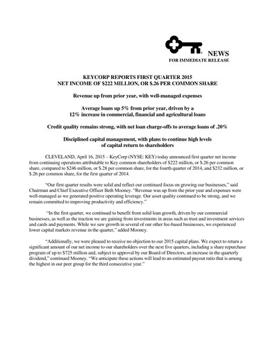 Thumbnail KeyCorp (KeyBank) Quarterly Report 2015-q1