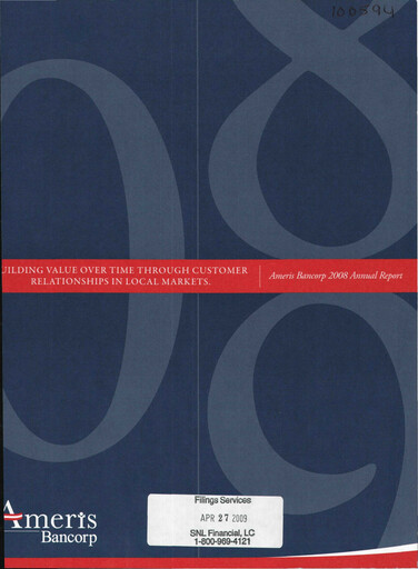 Thumbnail Ameris Bancorp
 Annual Report 2008